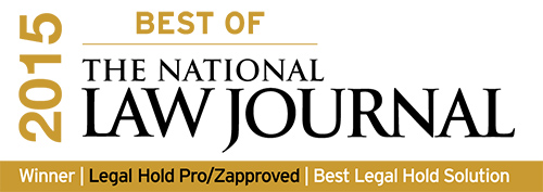 Legal Hold Pro award for ‘Best of The National Law Journal 2015′